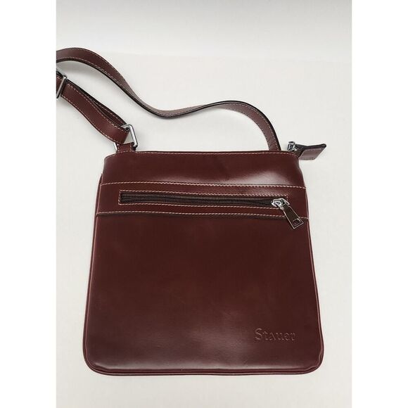 Stauer Women's Brooklyn Brown Leather Hip Bag Zip Pockets Adjustable Strap - Picture 4 of 9